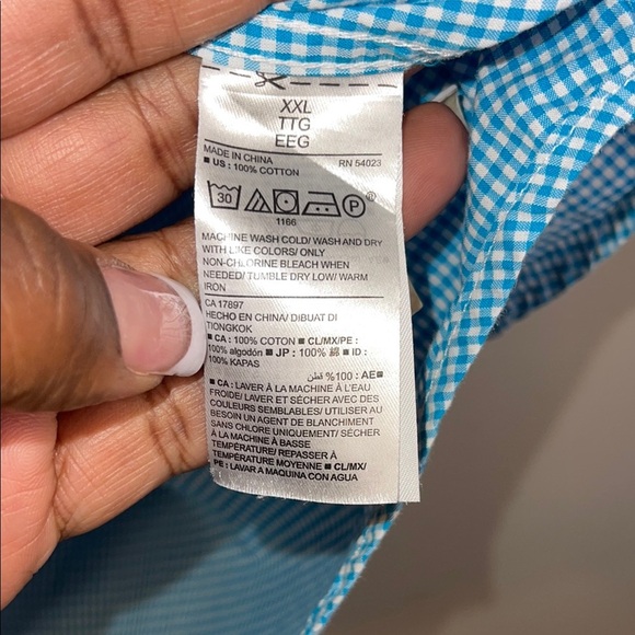 EUC Men’s Old Navy Blue Gingham Button Down Shirt Size XXL #68 - Picture 6 of 8